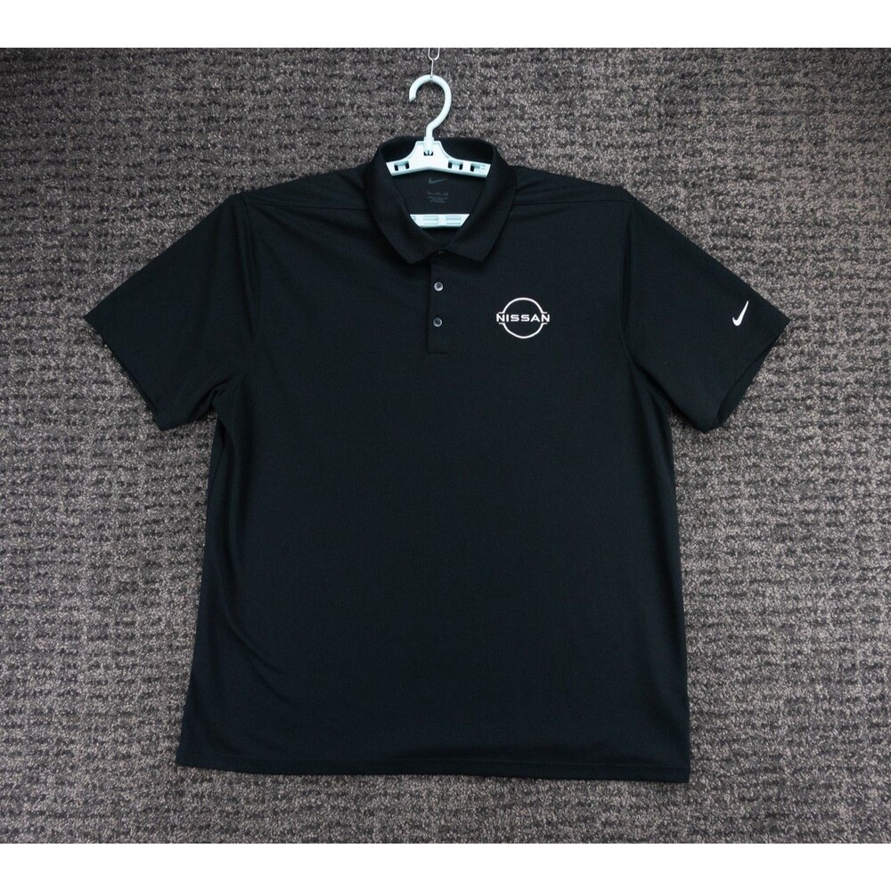 Nissan Shirt Mens 2XL Black Nike Performance Polo Embroidered Logo Golf Workwear